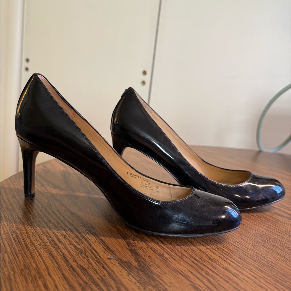 Coach Glossy Black Heels patent leather